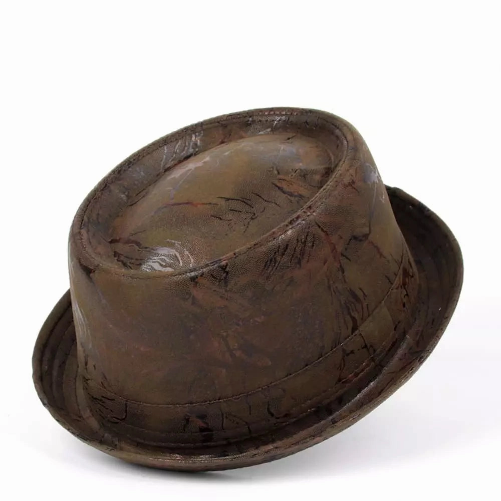 Billie Jazz Leather Porkpie Hat