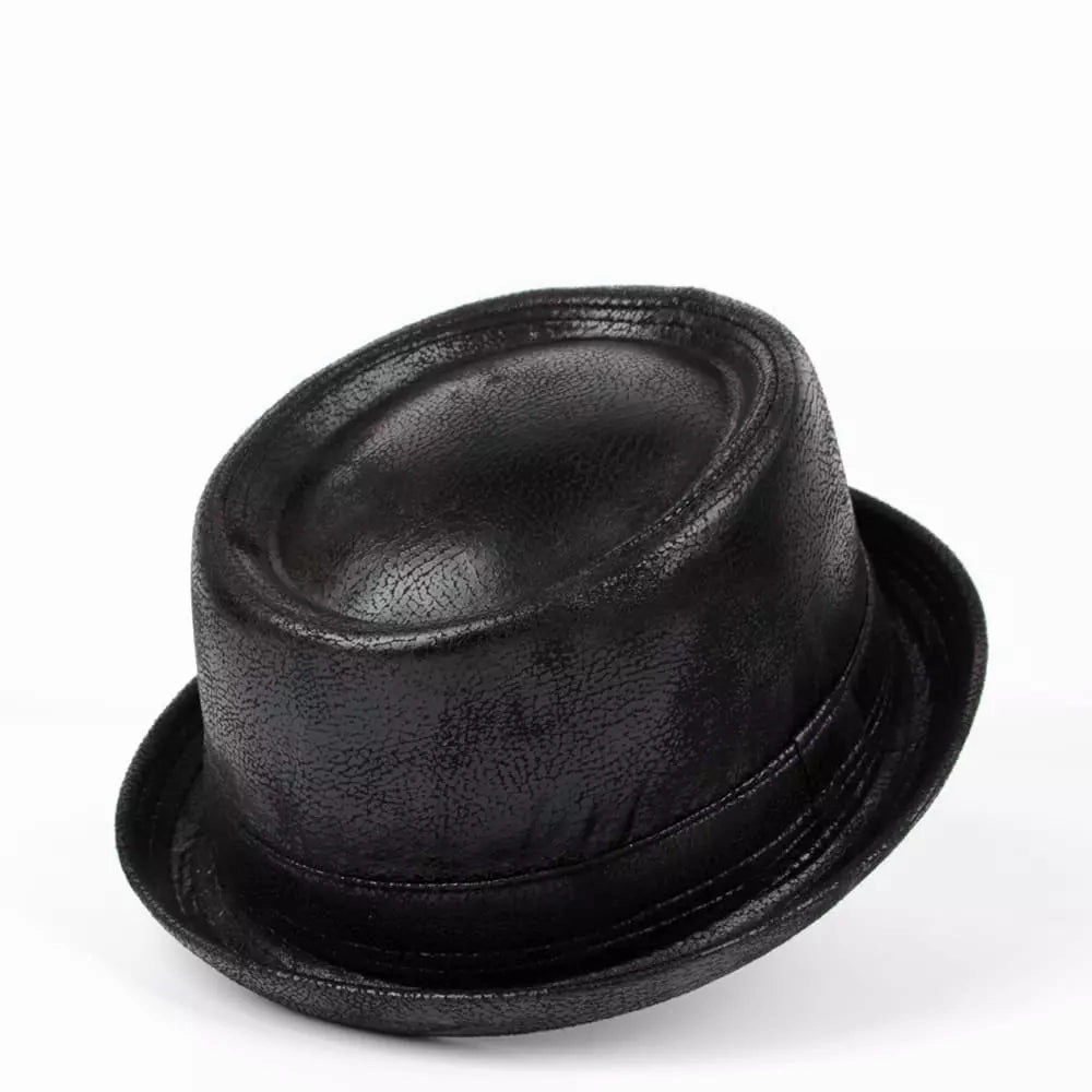 Billie Jazz Leather Porkpie Hat