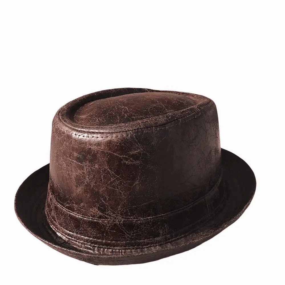 Billie Jazz Leather Porkpie Hat