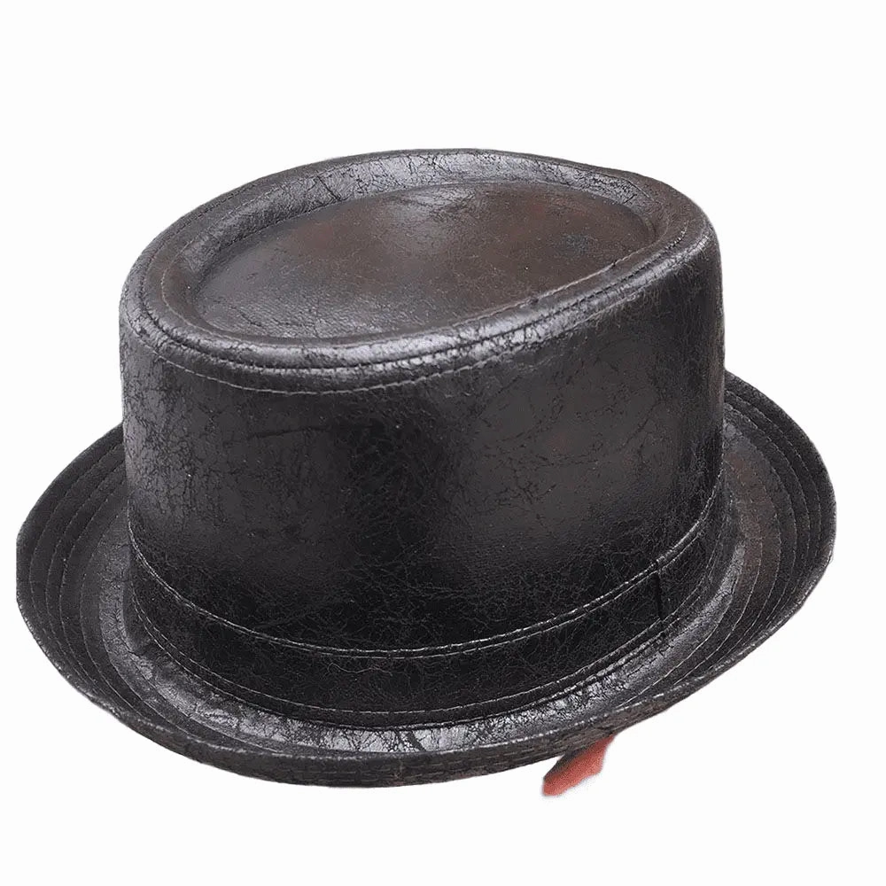 Billie Jazz Leather Porkpie Hat