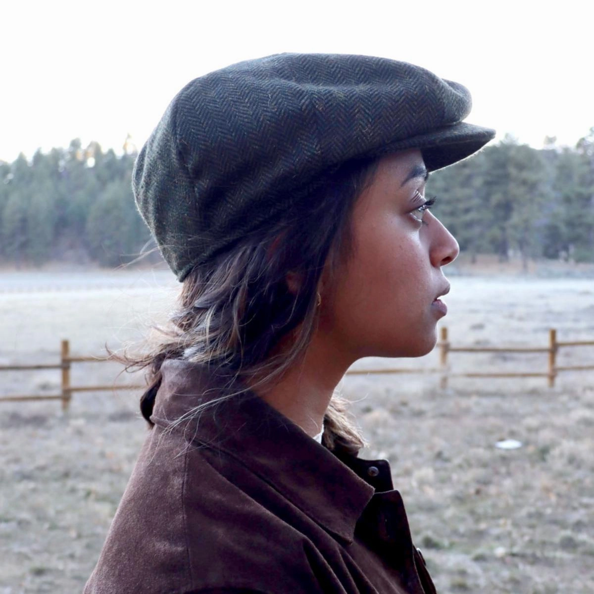 Bird Rock Herringbone Wool Blend Newsboy Cap