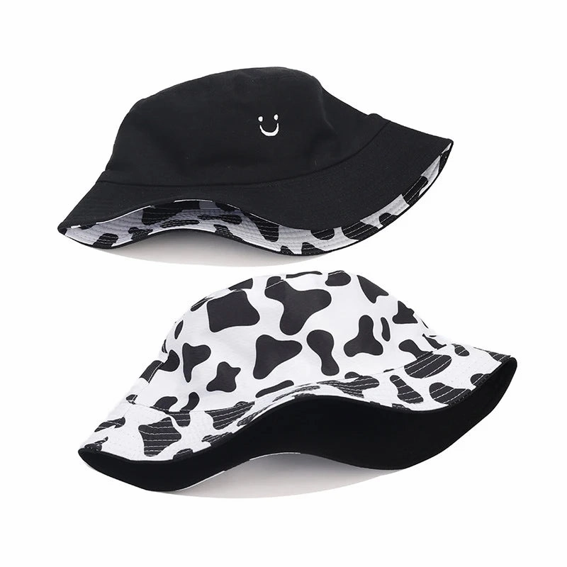 Black & White Cow Print Reversible Bucket Hat