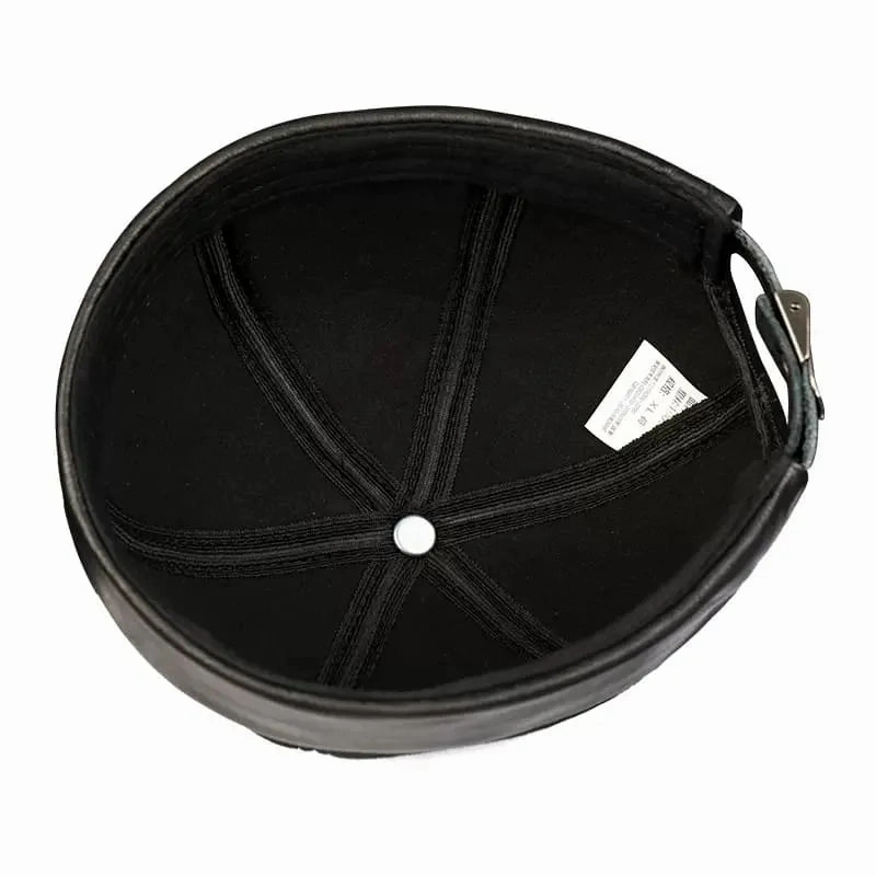 Black Suede Genuine Leather Docker Cap