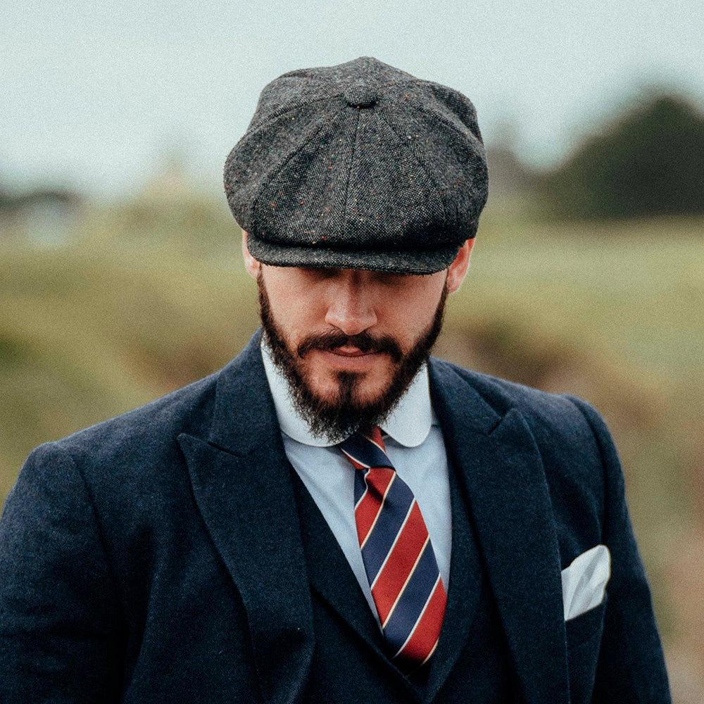 Blackheath Speckled Marl Newsboy Cap - Black-Multi
