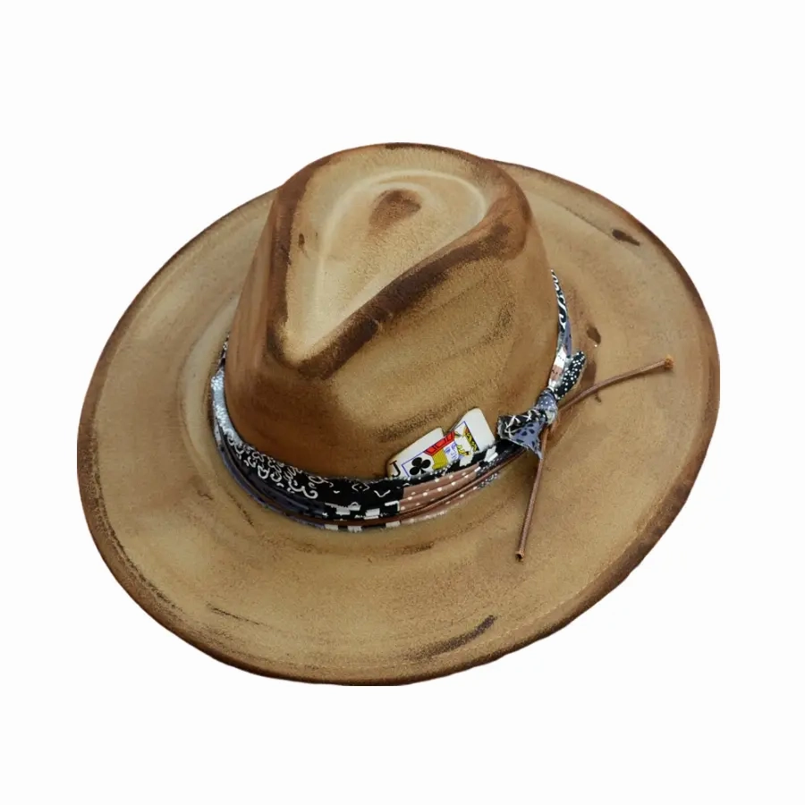 Blackjack Retro Handmade Burned Fedora Hat