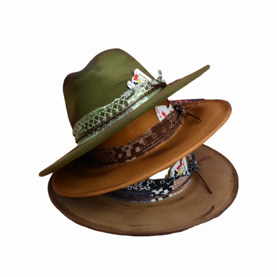 Blackjack Retro Handmade Burned Fedora Hat