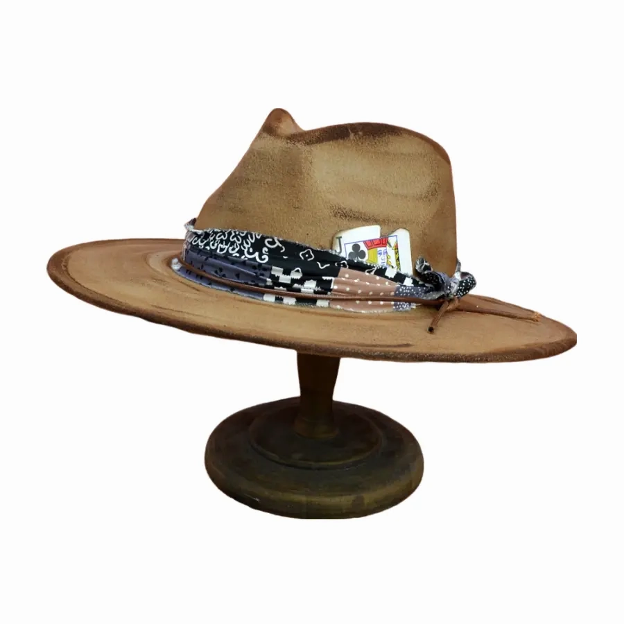 Blackjack Retro Handmade Burned Fedora Hat