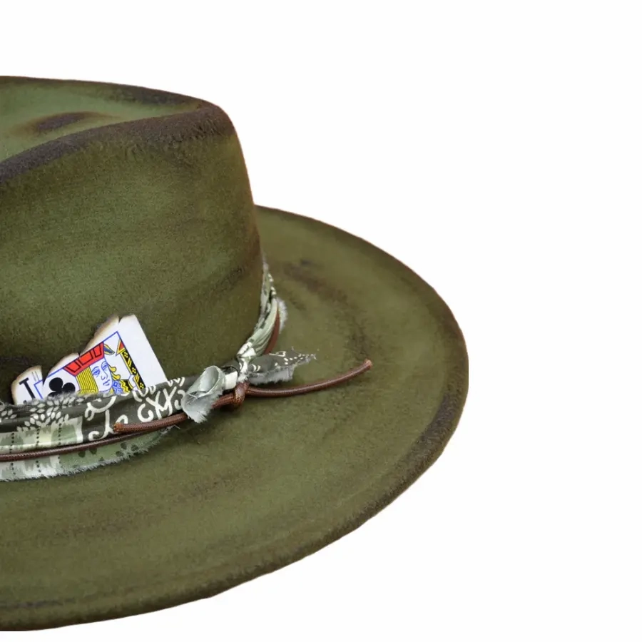 Blackjack Retro Handmade Burned Fedora Hat