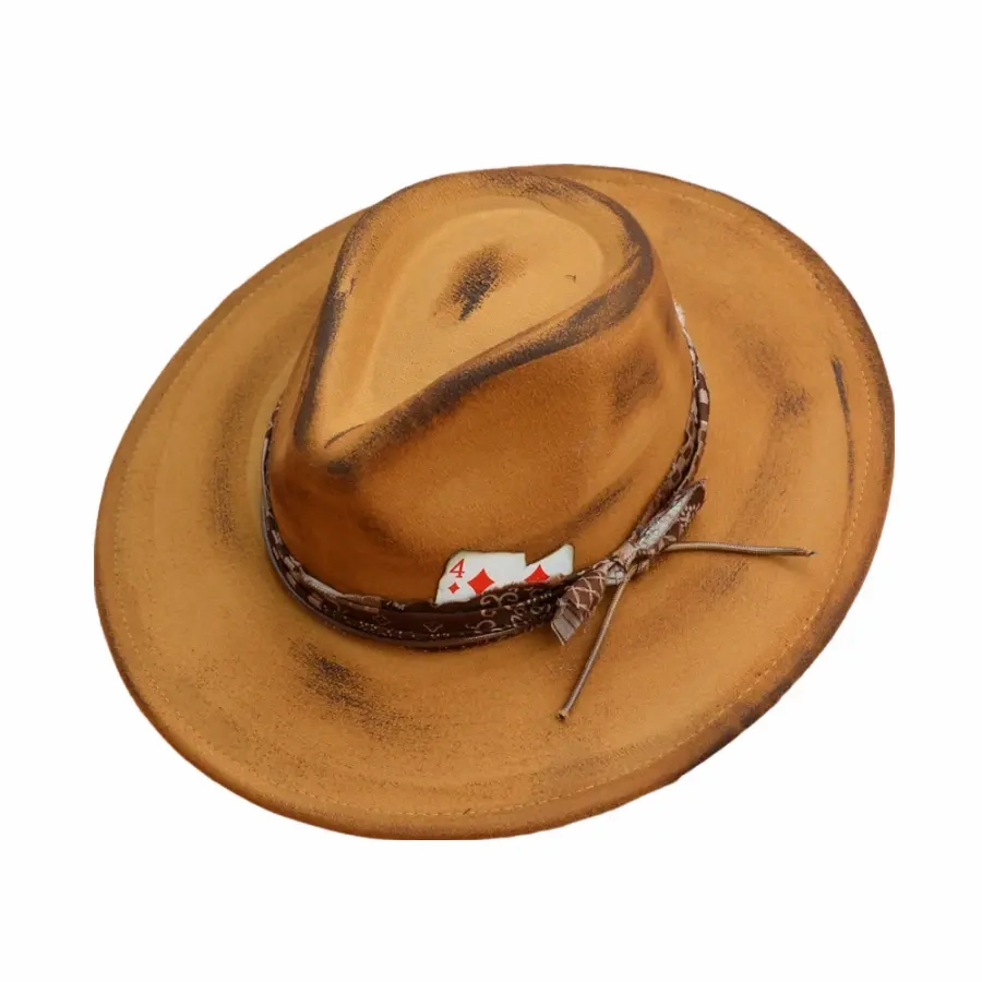 Blackjack Retro Handmade Burned Fedora Hat