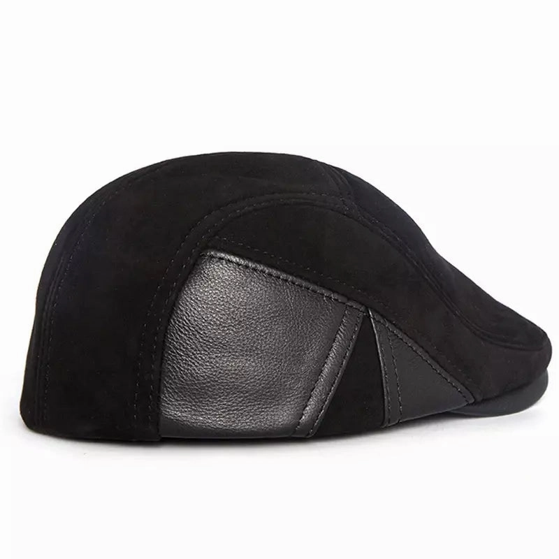 Blaine Black Genuine Leather Duckbill Cap
