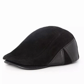 Blaine Black Genuine Leather Duckbill Cap
