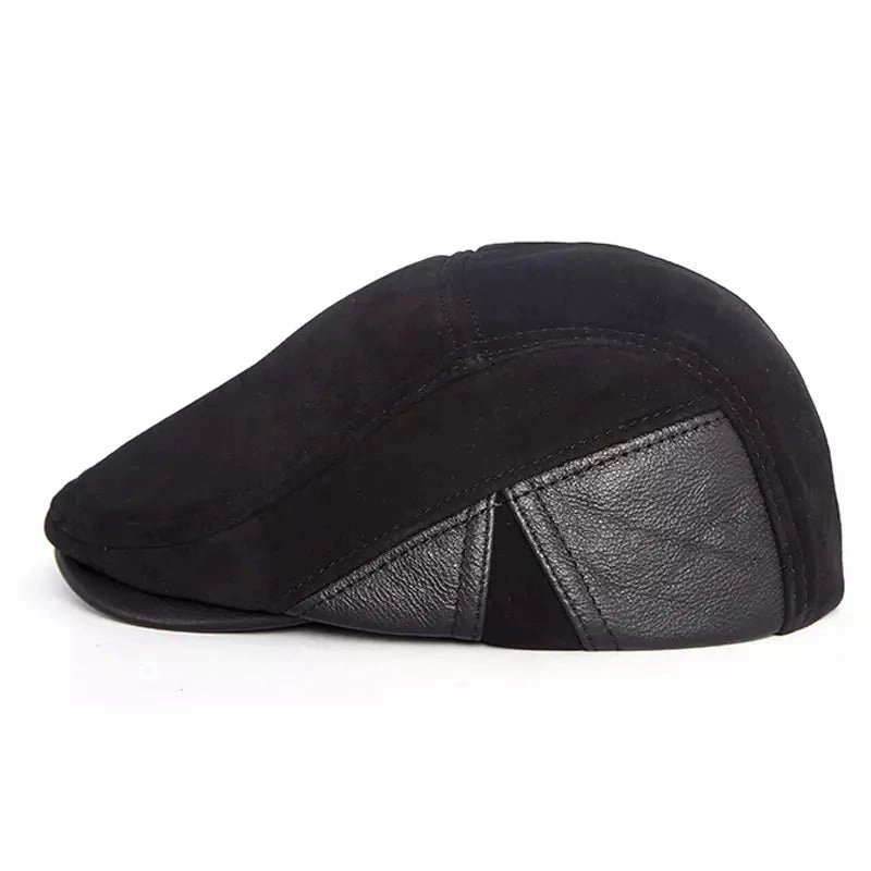 Blaine Black Genuine Leather Duckbill Cap