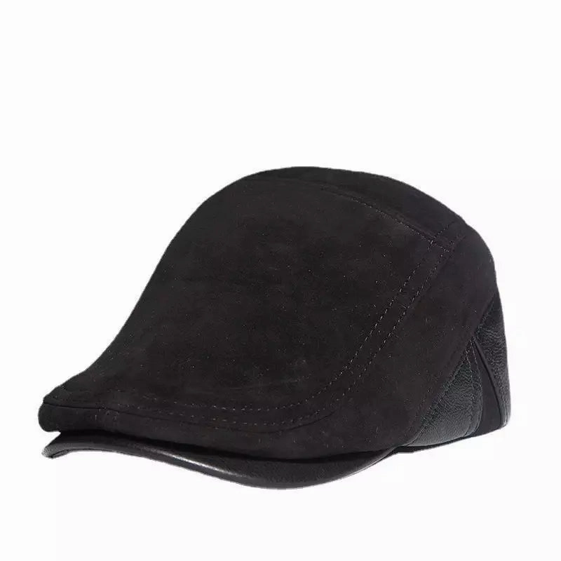 Blaine Black Genuine Leather Duckbill Cap