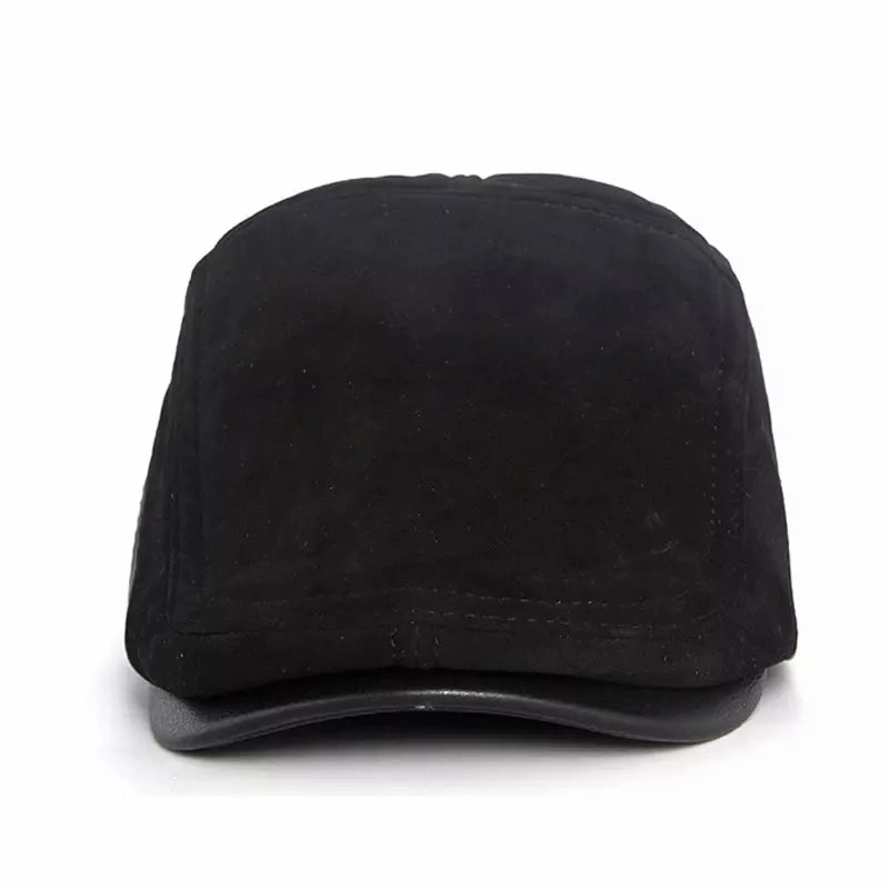 Blaine Black Genuine Leather Duckbill Cap