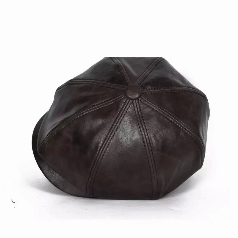 Blaine Brown Genuine Leather Newsboy Cap