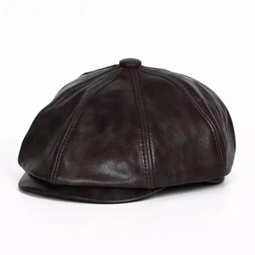 Blaine Brown Genuine Leather Newsboy Cap
