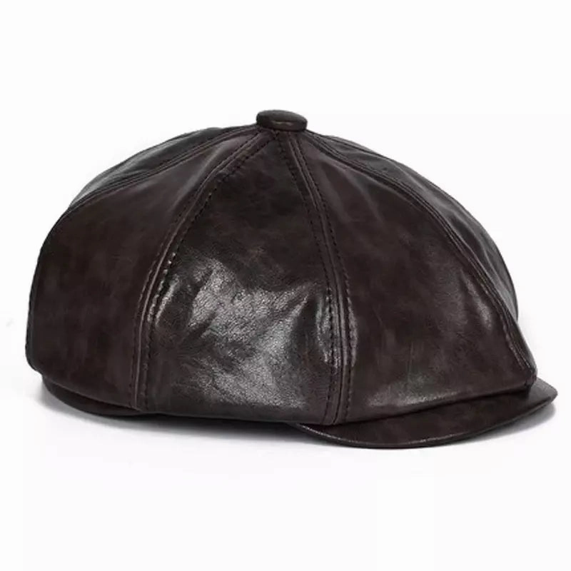 Blaine Brown Genuine Leather Newsboy Cap