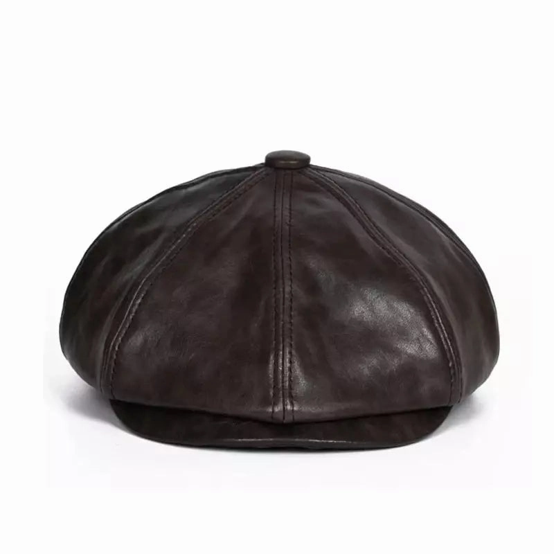 Blaine Brown Genuine Leather Newsboy Cap