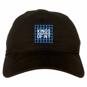 Blue Buffalo Plaid Box Logo Mens Dad Hat