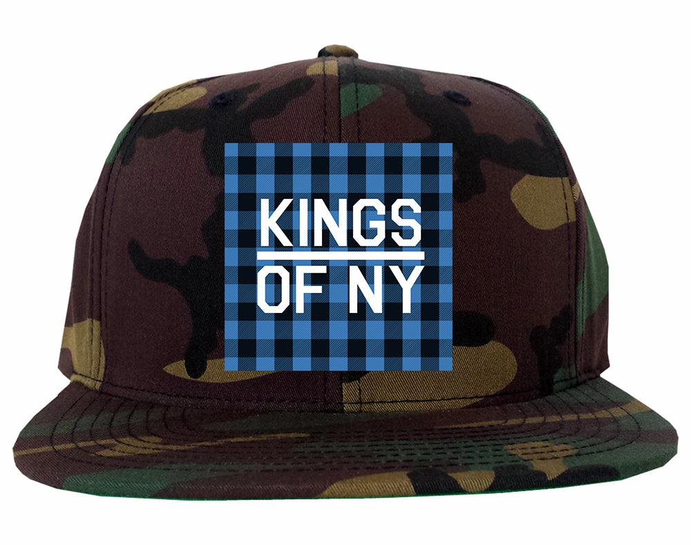 Blue Buffalo Plaid Box Logo Mens Snapback Hat