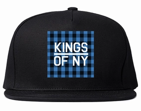 Blue Buffalo Plaid Box Logo Mens Snapback Hat