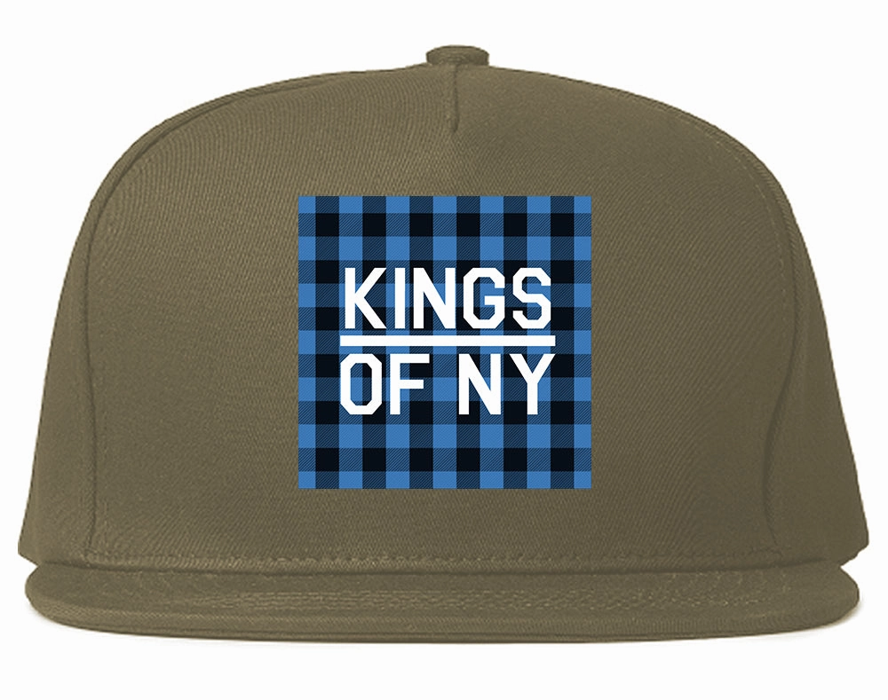 Blue Buffalo Plaid Box Logo Mens Snapback Hat