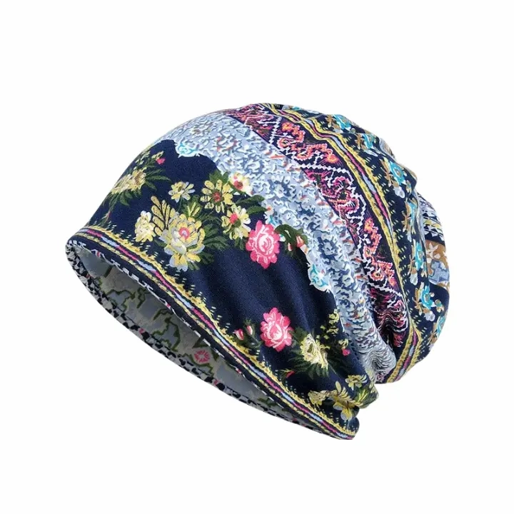 Boho Floral Snood Beanie
