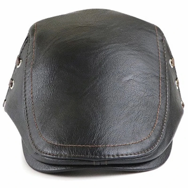 Bonnard Leather Duckbill Flat Cap