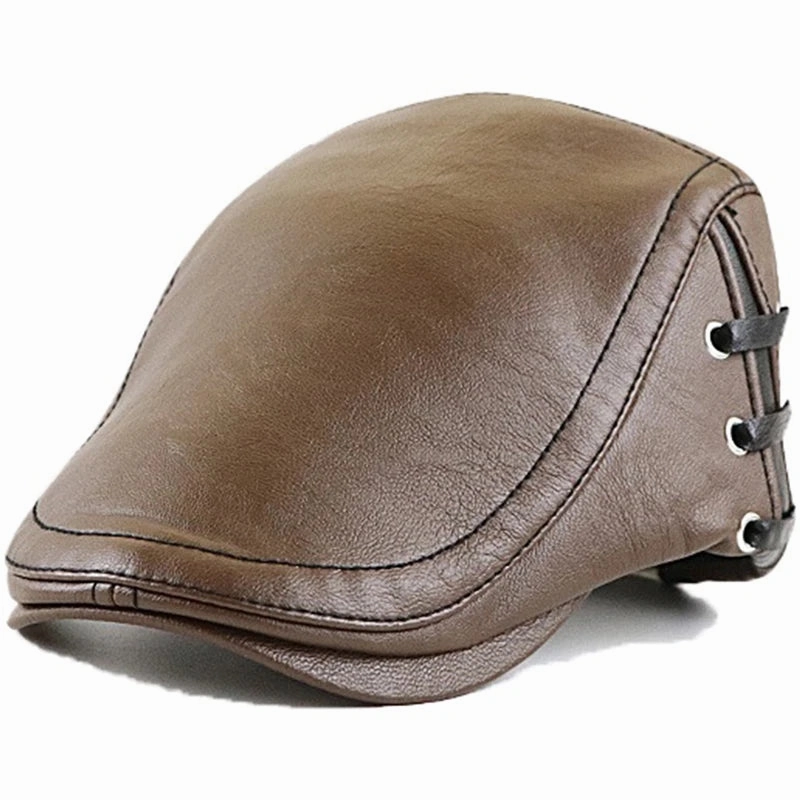 Bonnard Leather Duckbill Flat Cap