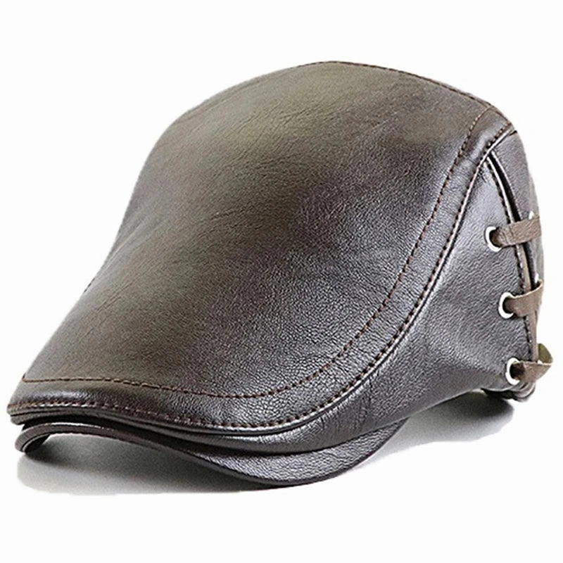 Bonnard Leather Duckbill Flat Cap