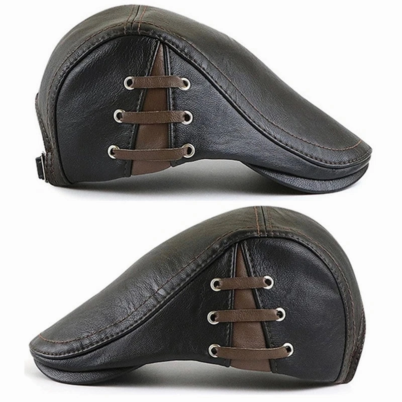 Bonnard Leather Duckbill Flat Cap