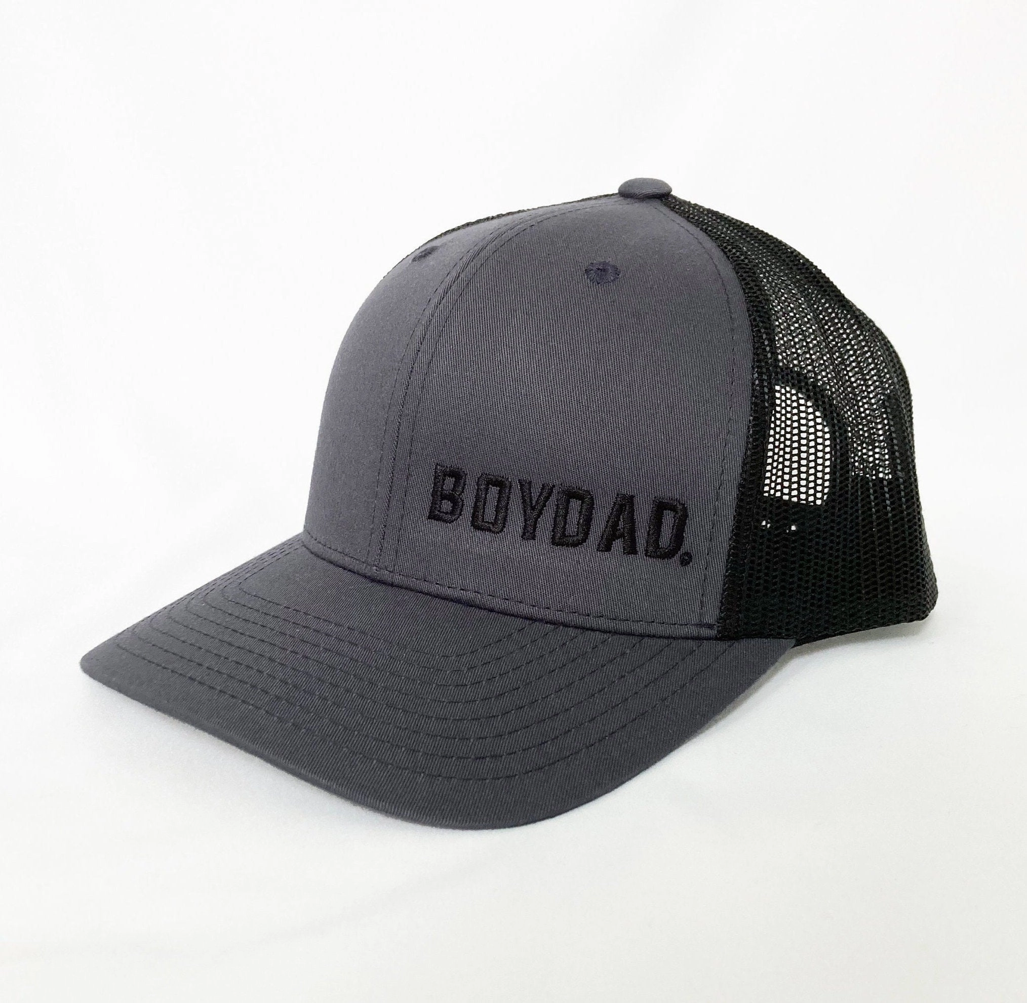 Boydad? Charcoal Black with Black Offset logo Embroidered Trucker Hat