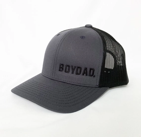 Boydad? Charcoal Black with Black Offset logo Embroidered Trucker Hat