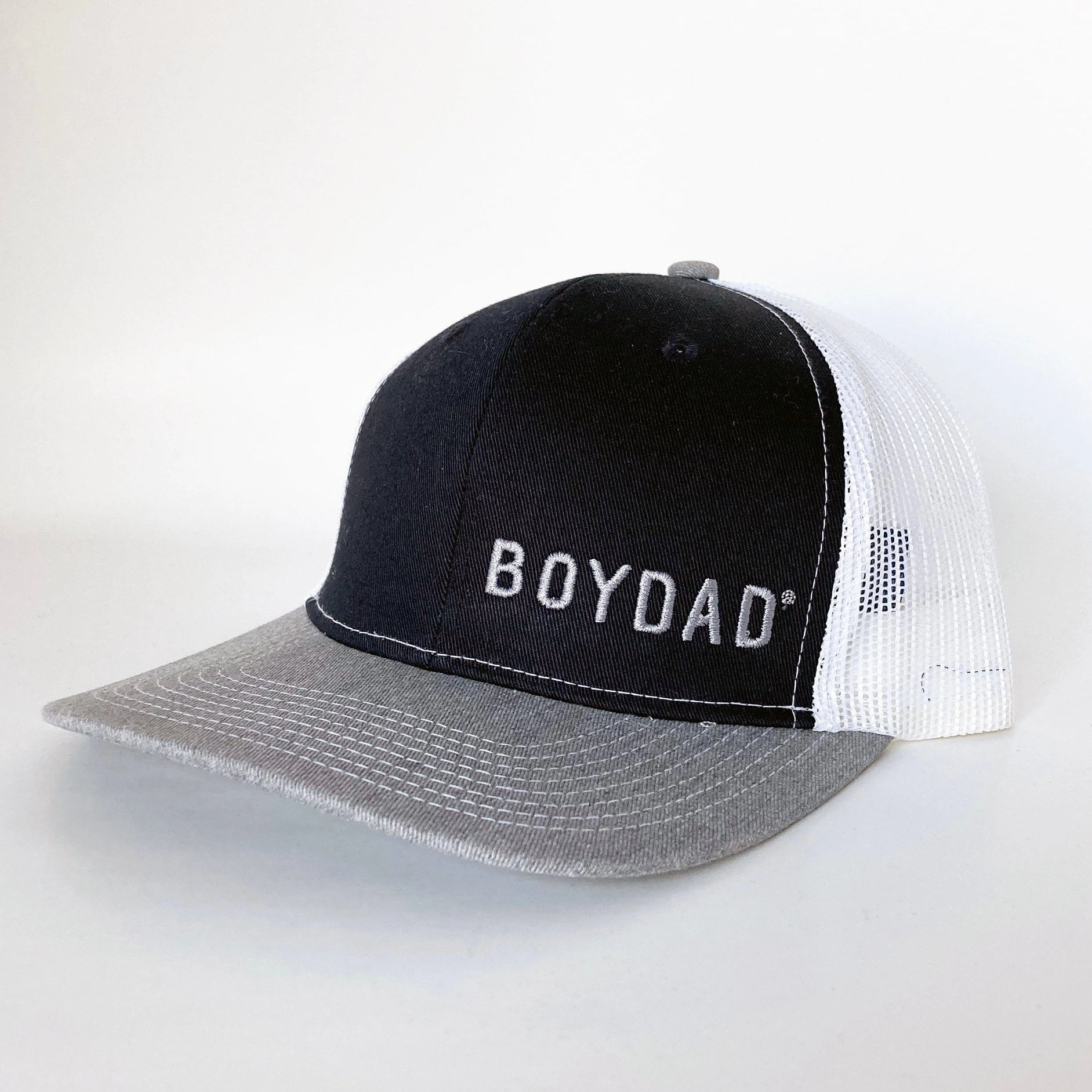 Boydad? Grey/Navy/White Embroidered Trucker Hat