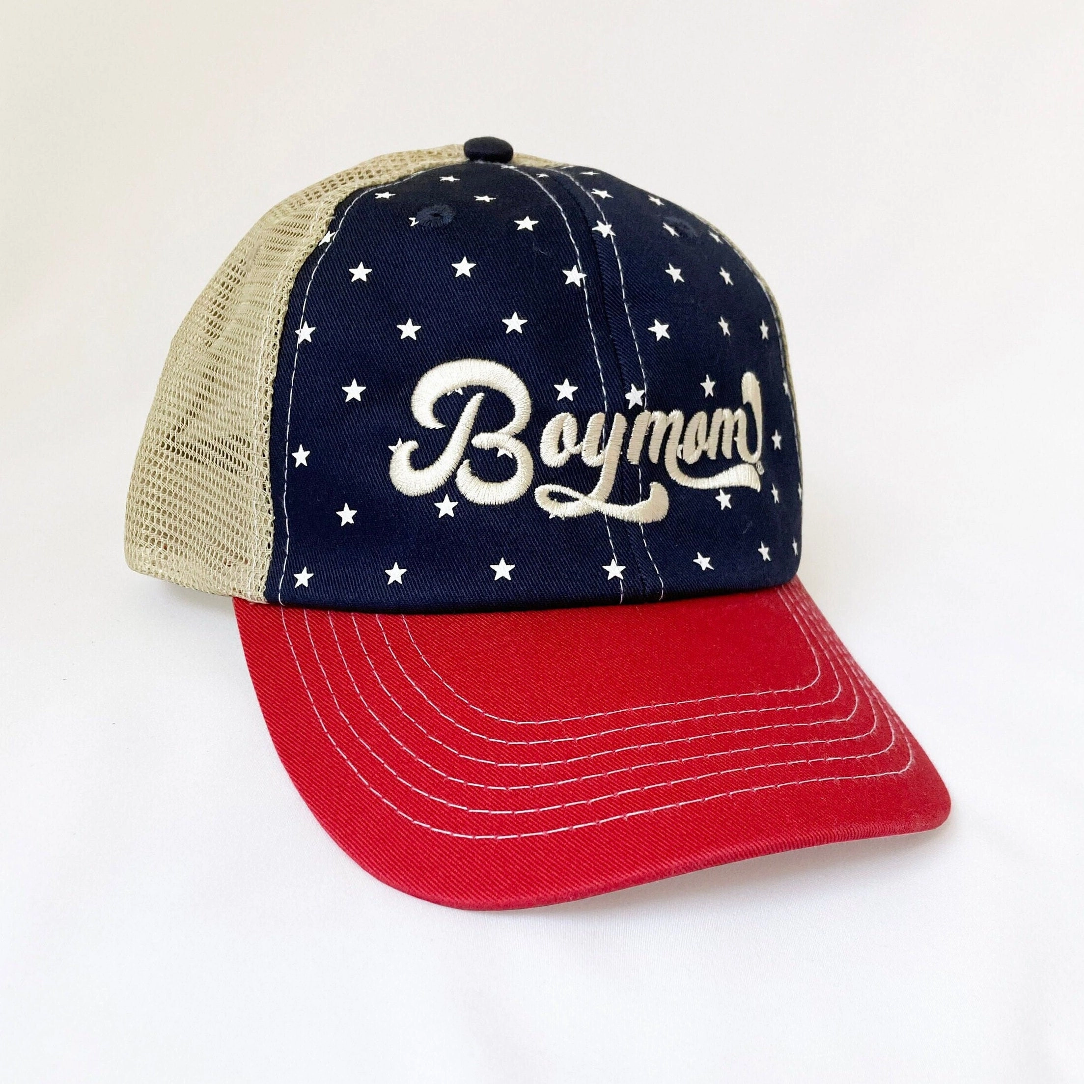 Boymom? Retro Patriotic Soft Mesh Back Cap