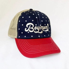 Boymom? Retro Patriotic Soft Mesh Back Cap