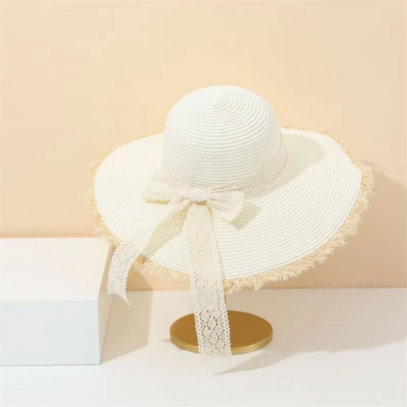 Breathable Wide-Brim Raffia Straw Hat Summer Sun Protection Beach Hat