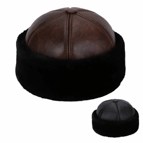 Brest Winter Genuine Leather Docker Cap
