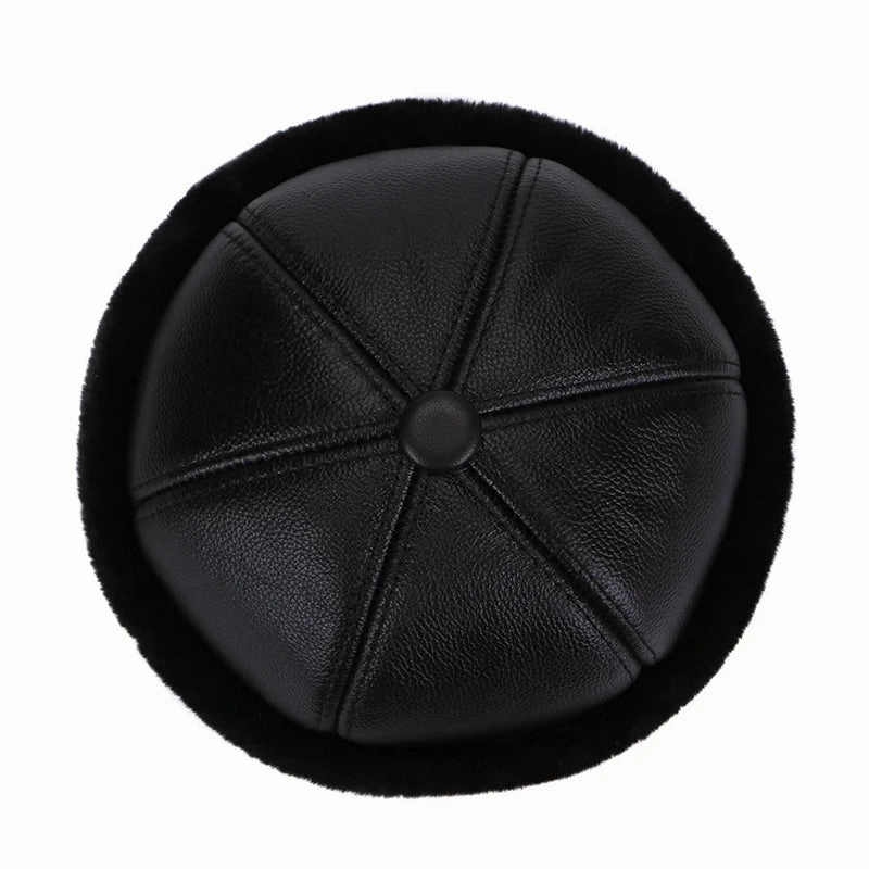 Brest Winter Genuine Leather Docker Cap