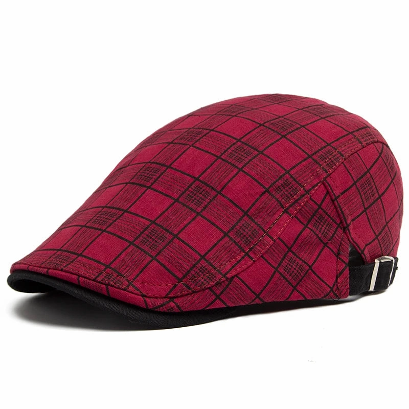 Bret Homme Rglable en Coton avec Motif Carreaux - Pixel