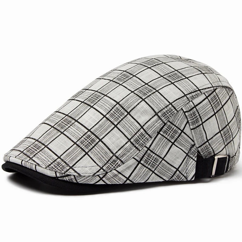 Bret Homme Rglable en Coton avec Motif Carreaux - Pixel
