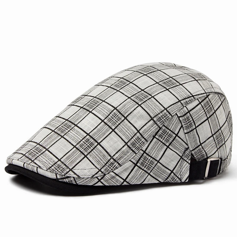 Bret Homme Rglable en Coton avec Motif Carreaux - Pixel