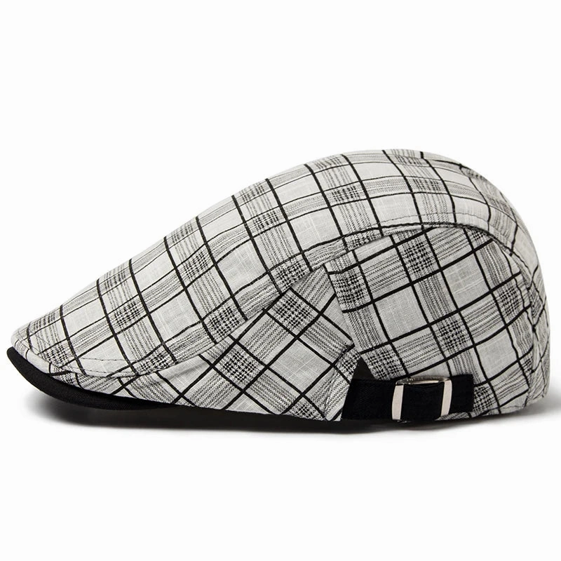 Bret Homme Rglable en Coton avec Motif Carreaux - Pixel