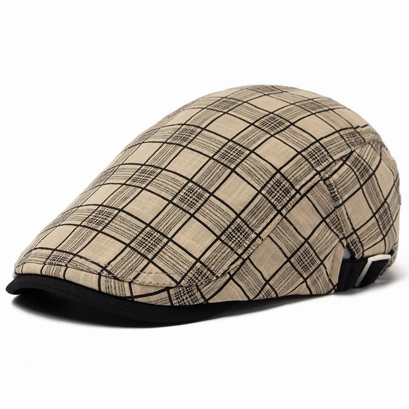 Bret Homme Rglable en Coton avec Motif Carreaux - Pixel