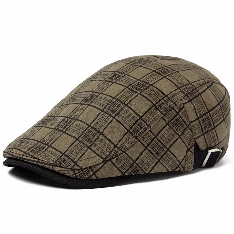 Bret Homme Rglable en Coton avec Motif Carreaux - Pixel