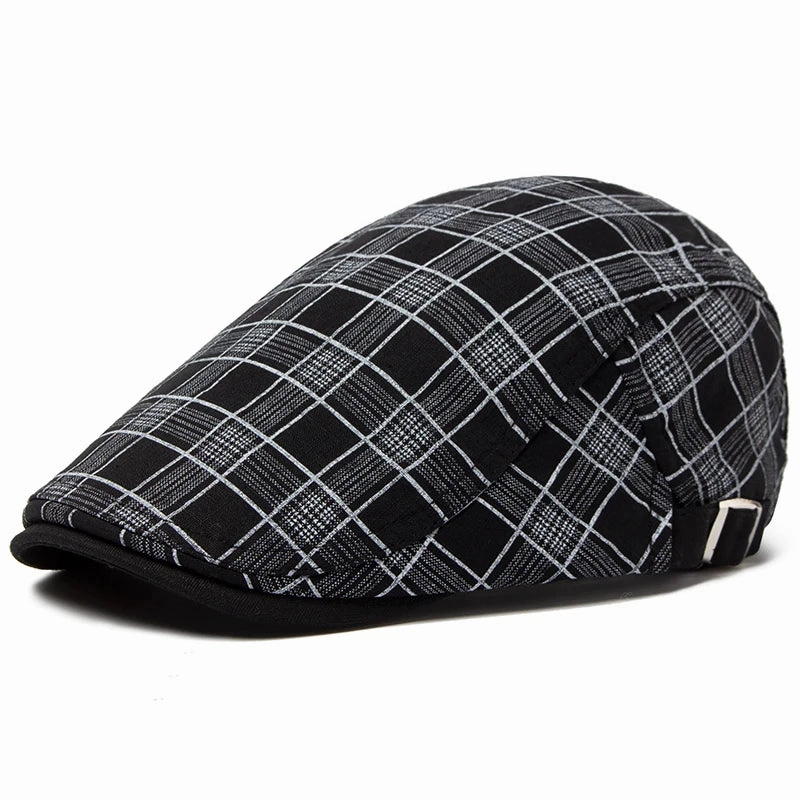 Bret Homme Rglable en Coton avec Motif Carreaux - Pixel