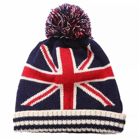 British Flag Pom Pom Beanie