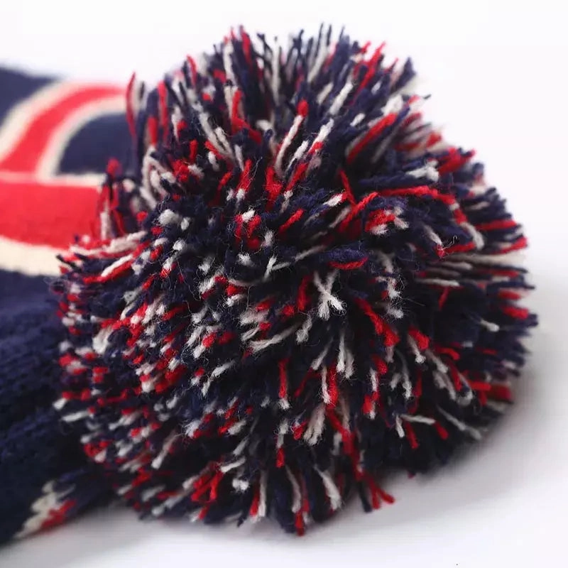British Flag Pom Pom Beanie