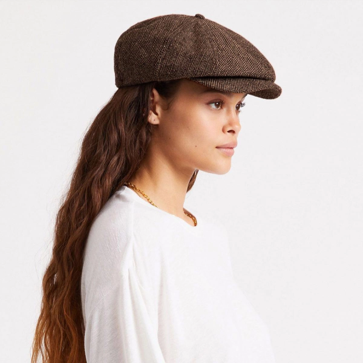 Brood Herringbone Wool Blend Newsboy Cap