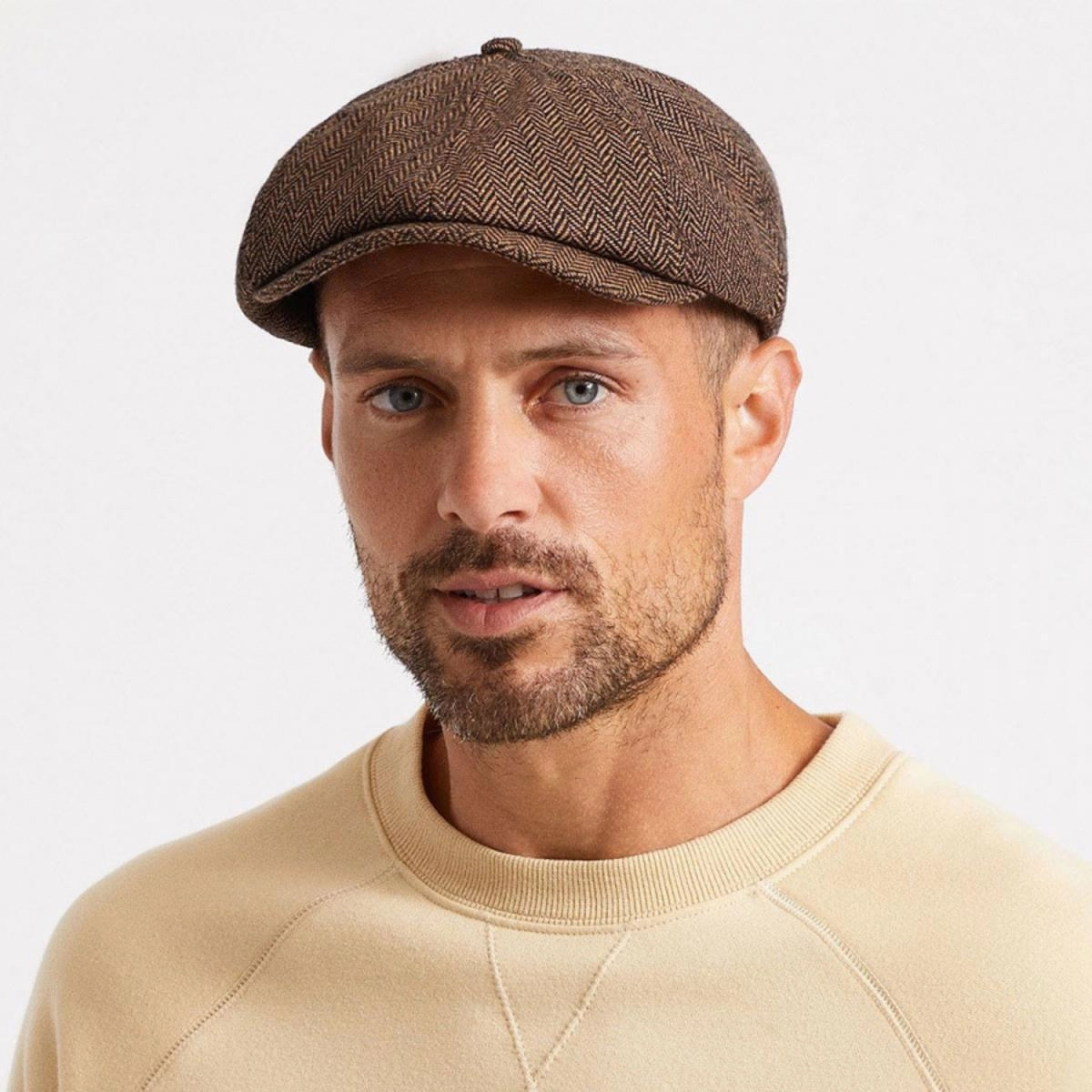 Brood Herringbone Wool Blend Newsboy Cap